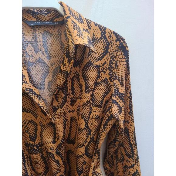 Zara Copper Python Print Midi Dress - Size XS - Picture 5 of 14